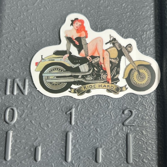 RIDE HARD Sexy Pinup Gorgeous Sticker Retro Vintage BomberGirl Ace Pilot - Picture 3 of 4